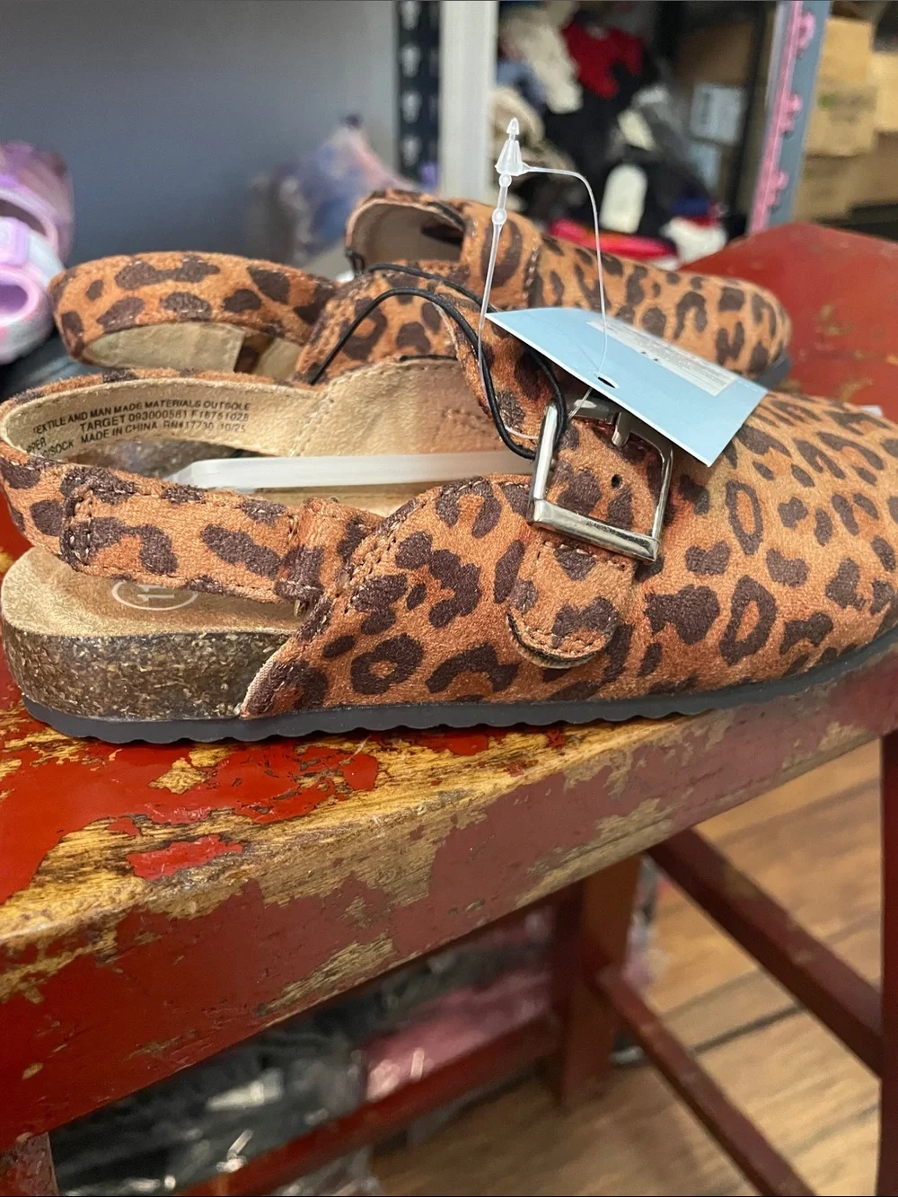 Cat & Jack Leopard Print Slingback Clogs - Brown/Black
